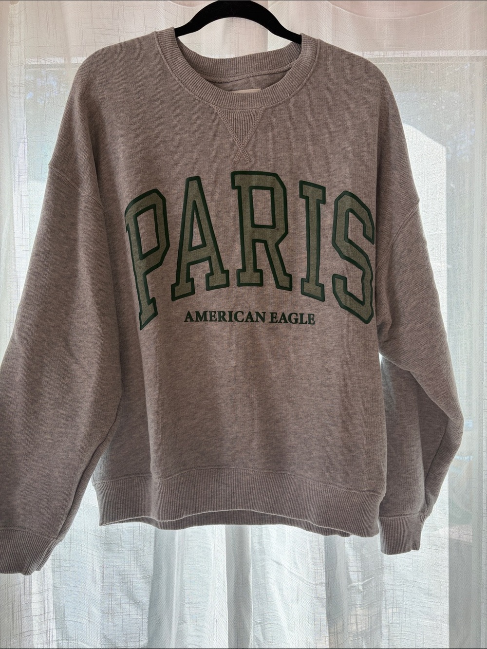 American Eagle Outfitters Gray Sweatshirt with Green PARIS Print - Picture 1 of 4